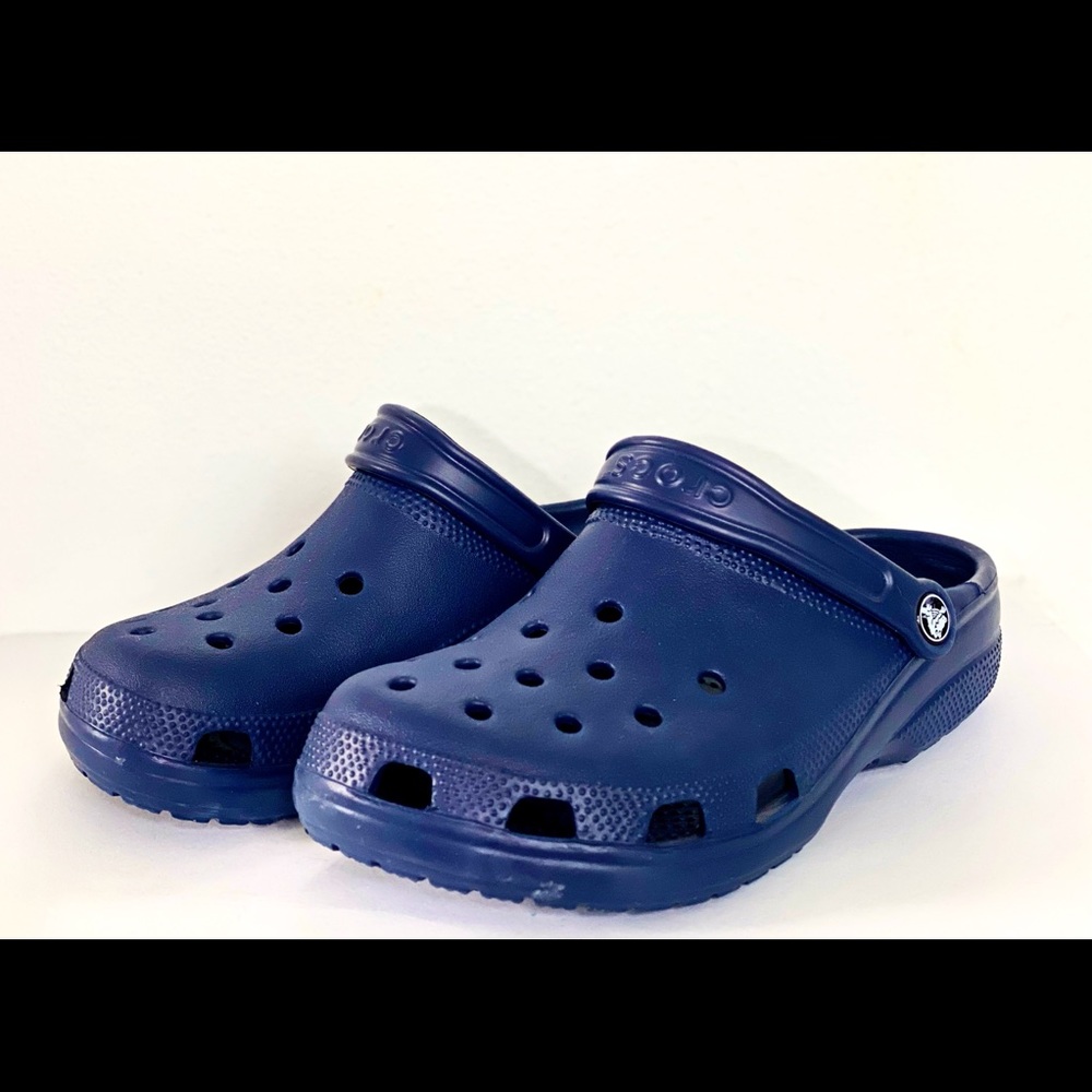 Brand New, navy blue Crocs that are M 6, W 8